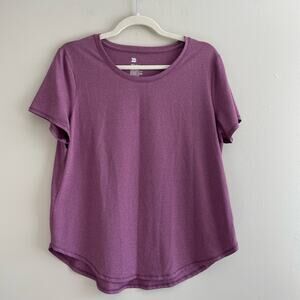 Purple Crew Neck Short Sleeve Women's Top